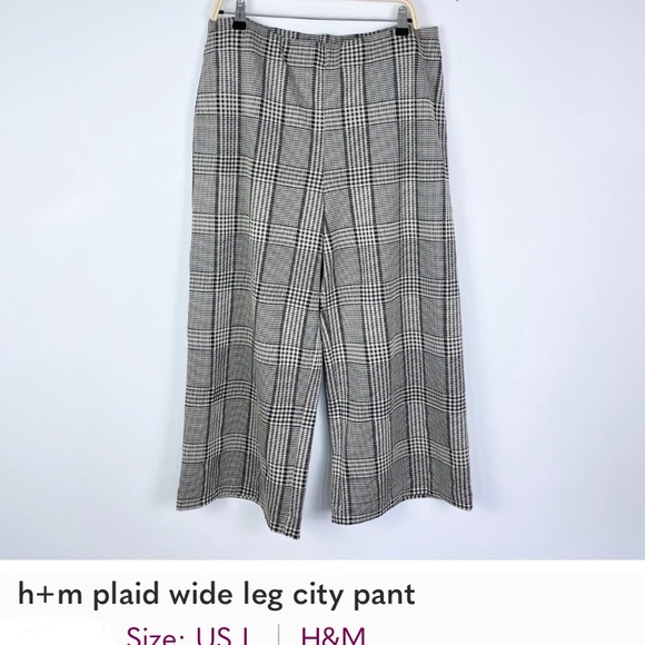 *H&M Wide legged city pant. Plaid cropped. 17 " -20" waist - Picture 3 of 4